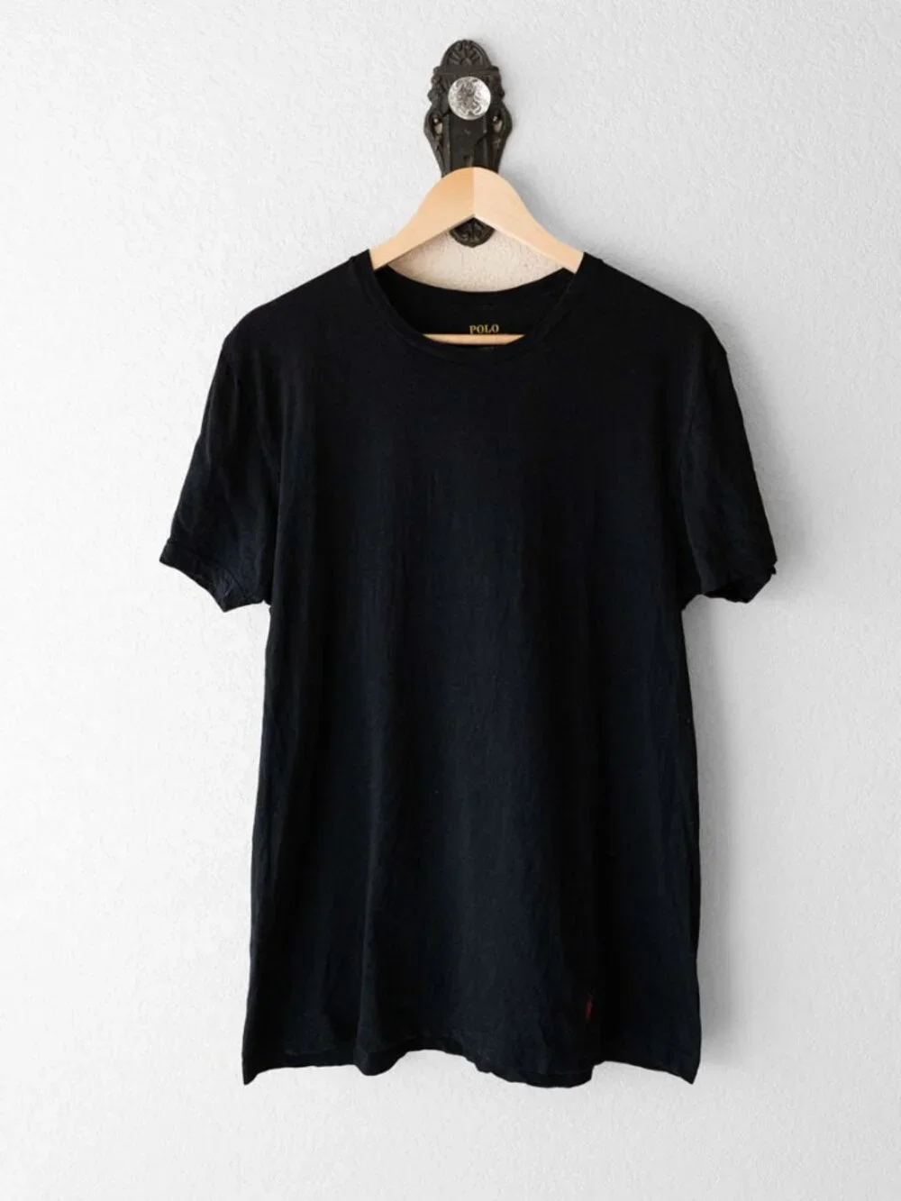 Polo Ralph Lauren T Shirt Mens L Black Red Pony Logo Classic Fit Cotton Tee
